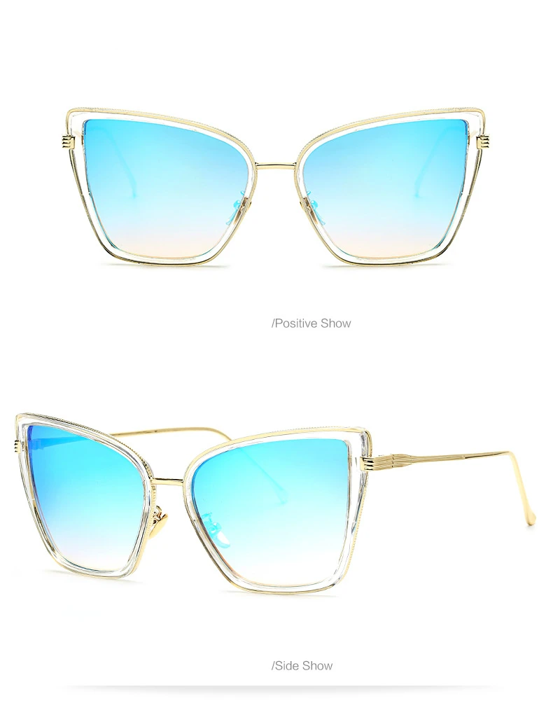 FENCHI sunglasses women cat eye oversize retro sun glasses shades for women Oculos Feminino zonnebril dames