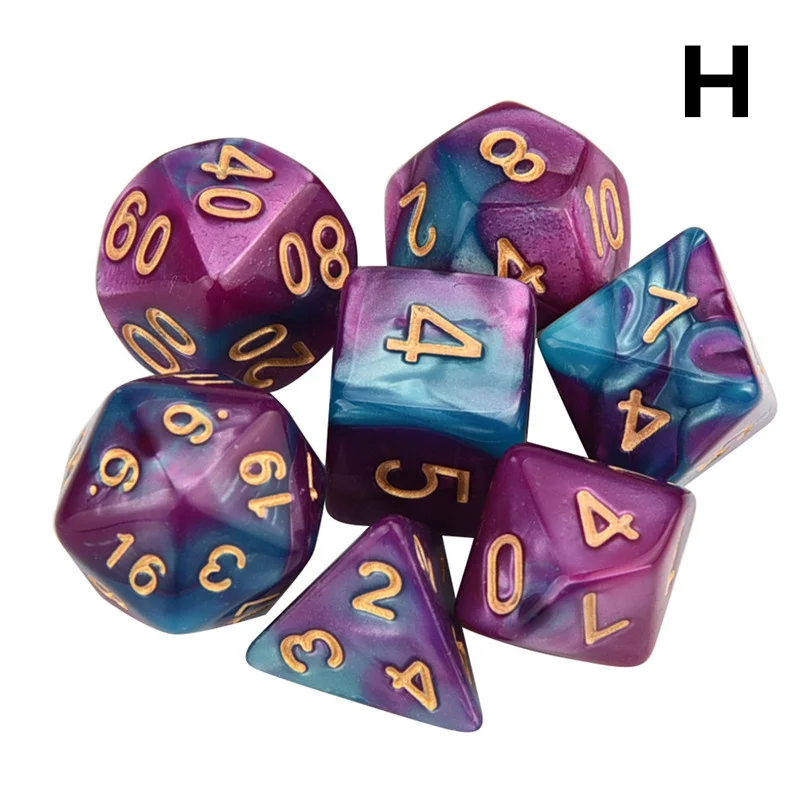7 шт./компл. игра в кости TRPG игра многогранные D4-D20 мульти-сторонее акриловое кости 11 Цвета#2o23