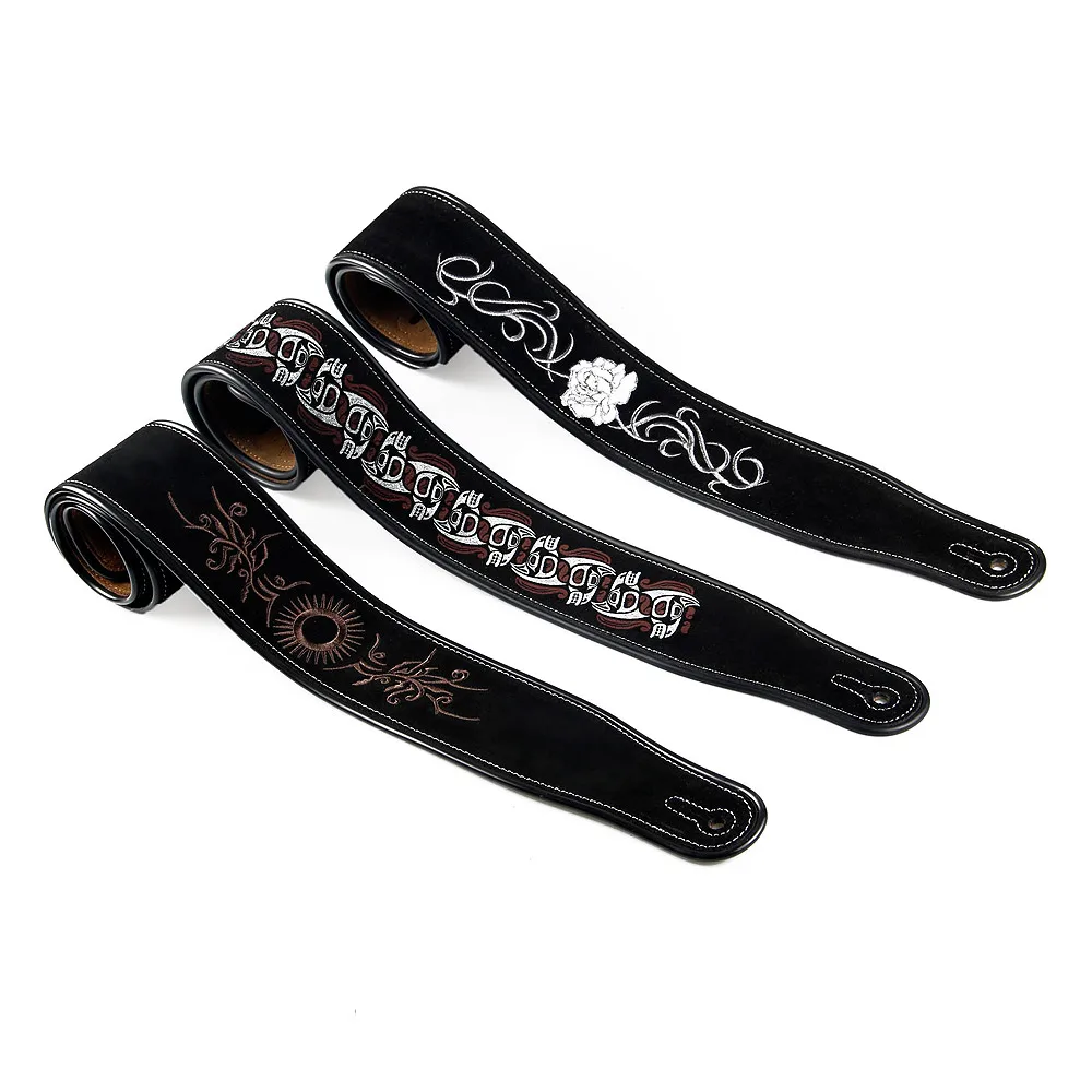 

Black Soft Cowhide guitar strap belt durable adjustable cool acoustic electric bass guitar strap guitar accessories guitarra