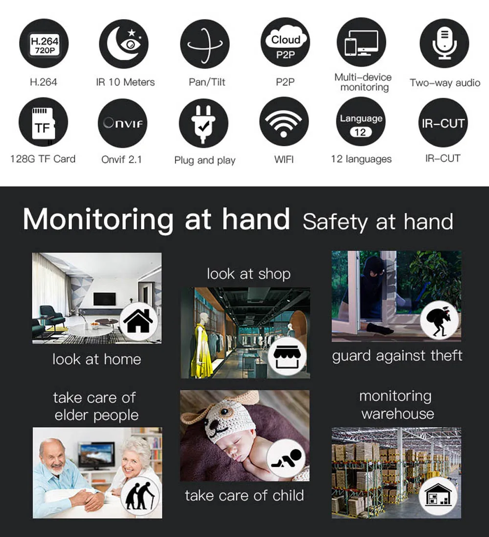 720P 1MP PTZ IP камера Домашняя безопасность беспроводная Wifi Onvif HD CCTV уличная ipCam видео