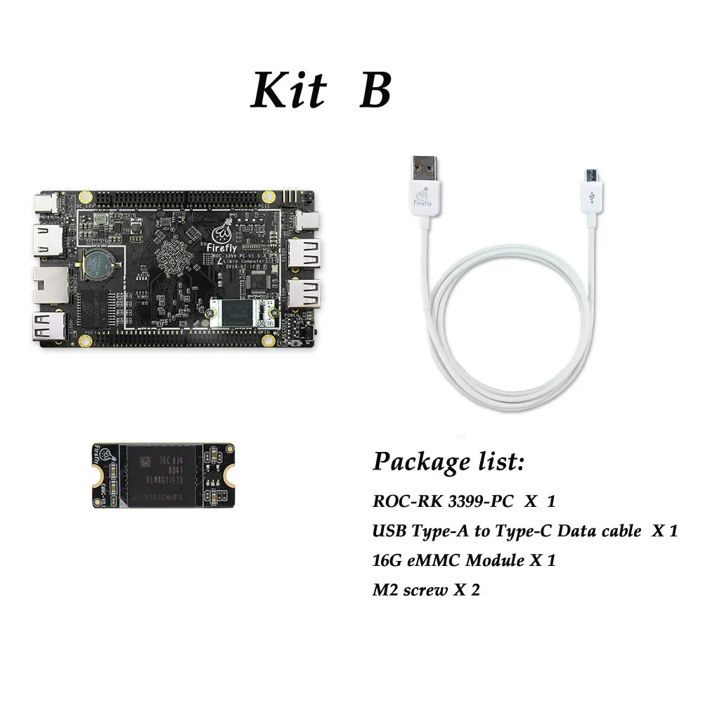ROC RK3399 ПК на базе серверного уровня ARM Cortex A72, работает с Android 8,1 и Ubuntu 18,04, поддержка PD 2,0 и PO - Цвет: Kit B