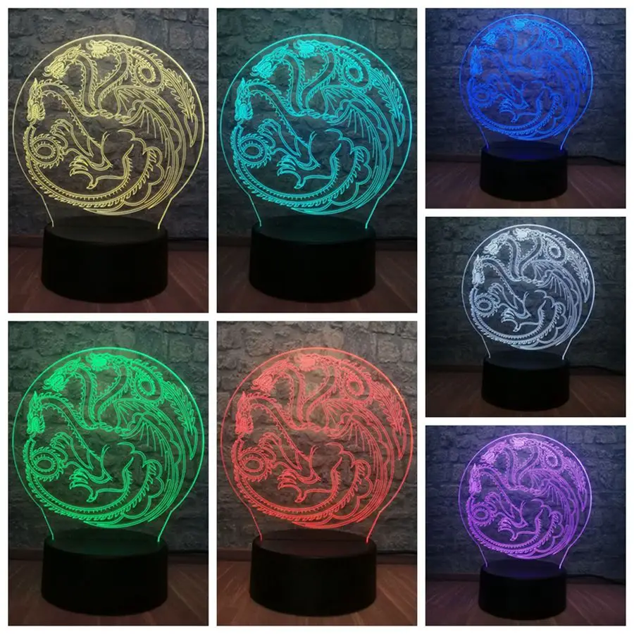 Игра престолов лампы футболка с принтом Песнь Льда и Огня вой волка акриловые 3D RGB