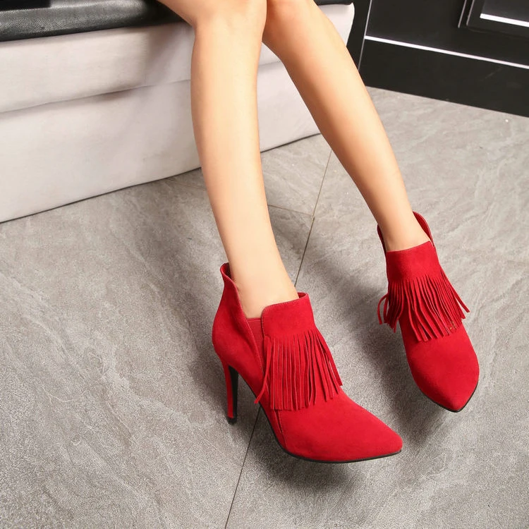 Ботинки Челси с коротким рукавом замшевые ботинки острым носком на очень высоком