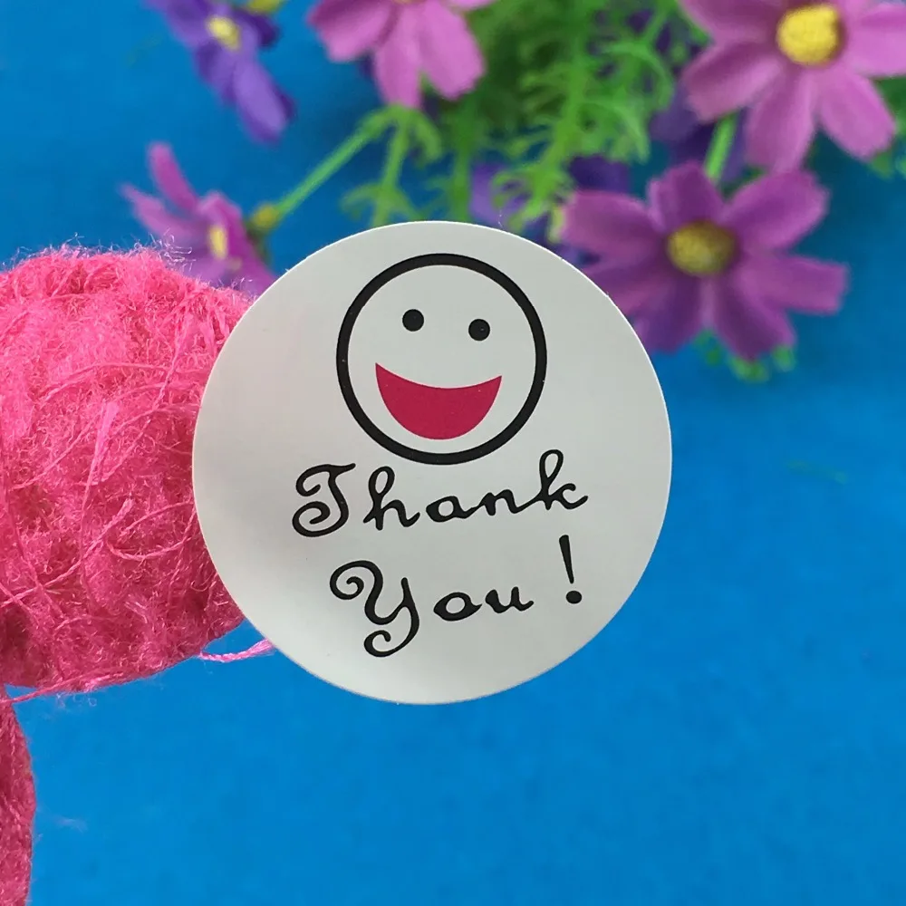1200 шт./лот круглые наклейки с надписью Thank you и Smile face сделай сам для