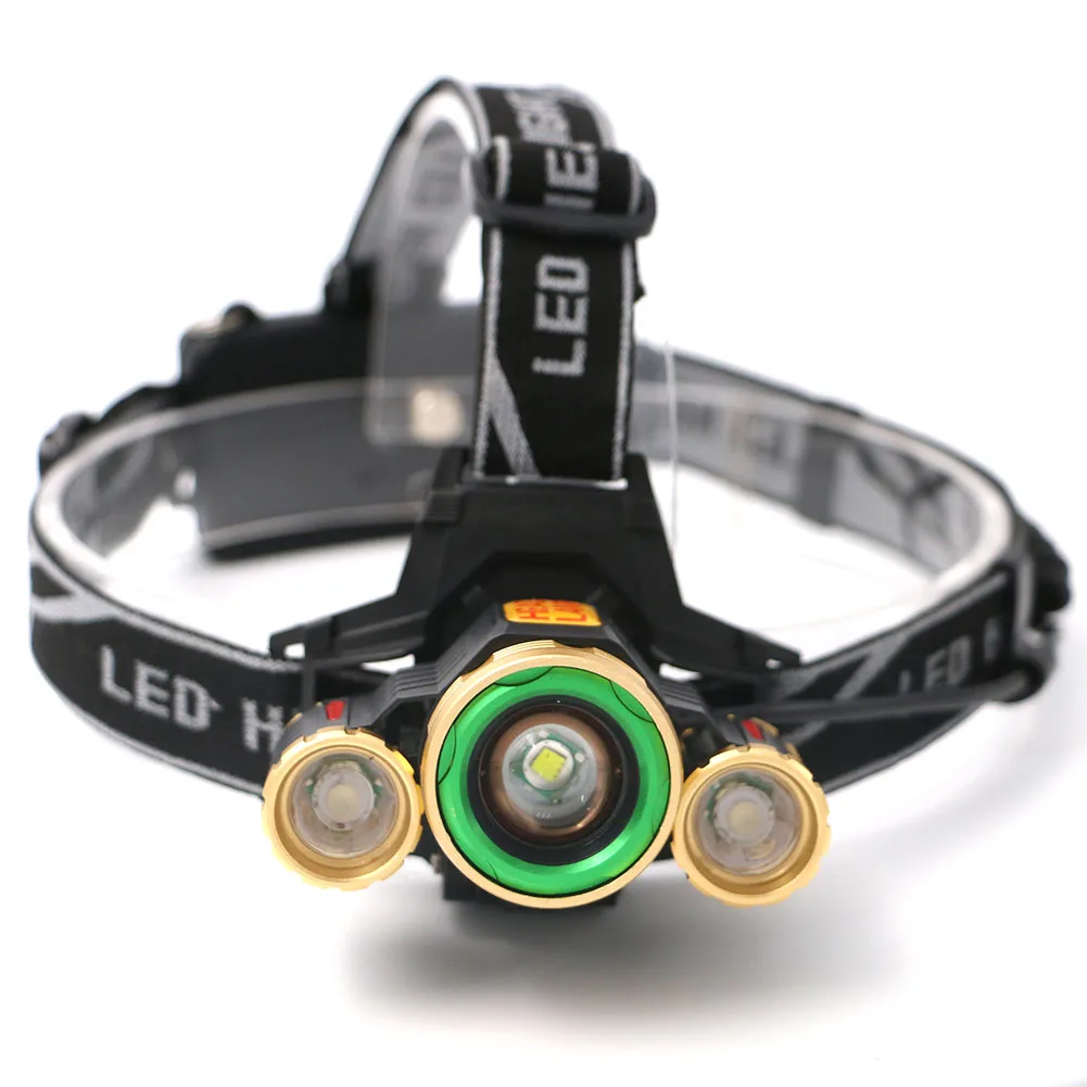 Headlight 1*T6+2*R2 LED Head Lamp Zoomable Headlamp Lintern Torch Biking Fishing for 18650 Battery+Charger+Car Charger | Лампы и