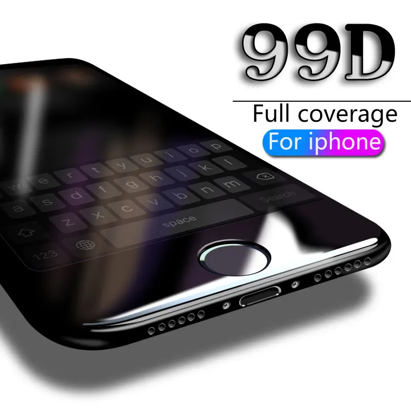 99D защитное закаленное стекло для iPhone 6 6s 7 8 Plus X 10 Защитное экрана изогнутая пленка