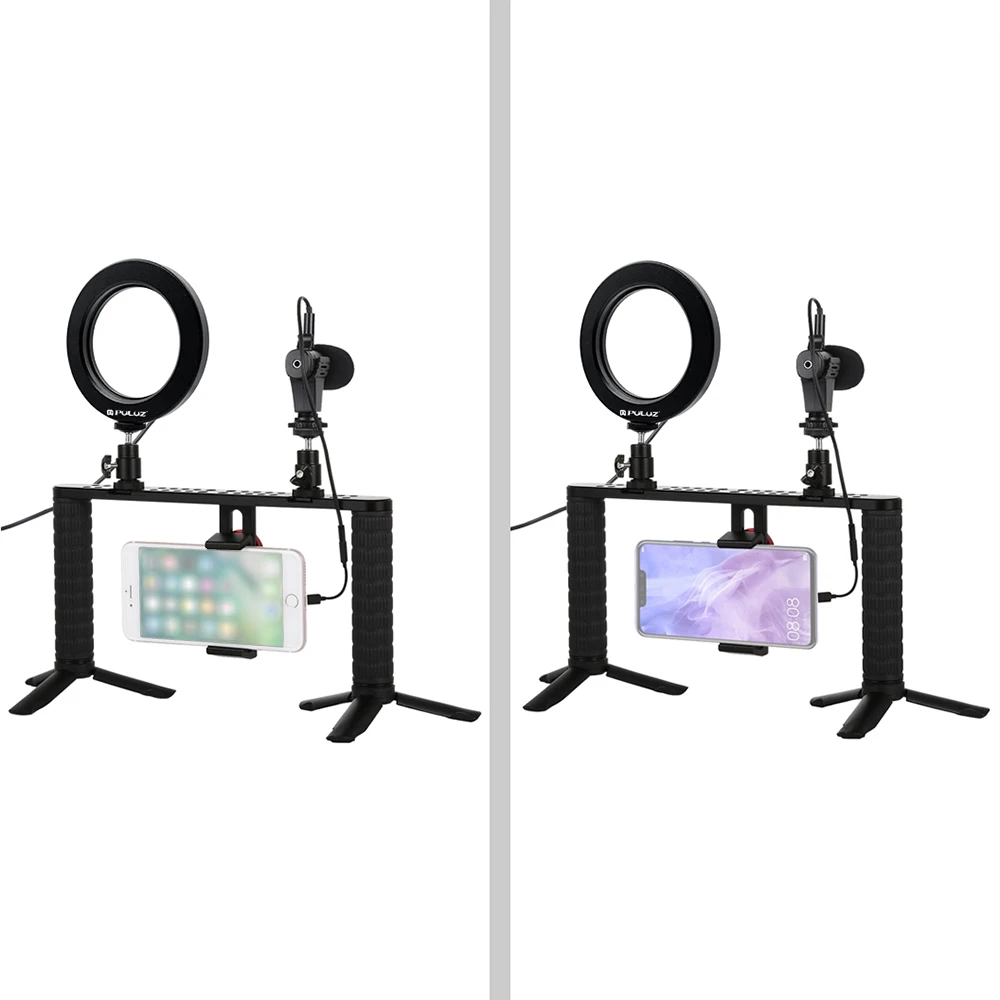 4 in 1 Photography Kit for phone Tripod Stand with Selfie LED Ring Light lamp for youtube Live Video Recording with Microphone