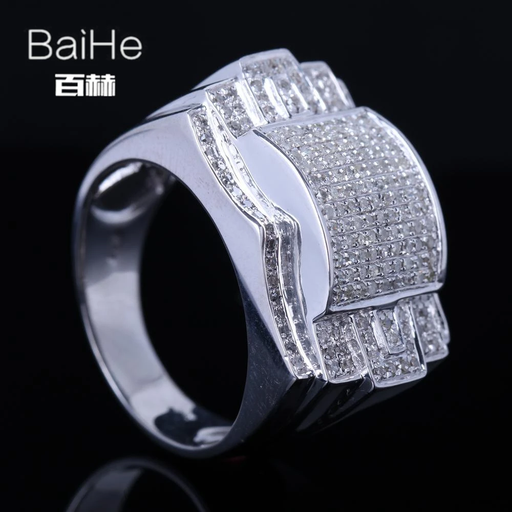 BAIHE подлинной стерлингового серебра 925 0.8CT H/SI Круглый Природные АЛМАЗЫ Свадьба