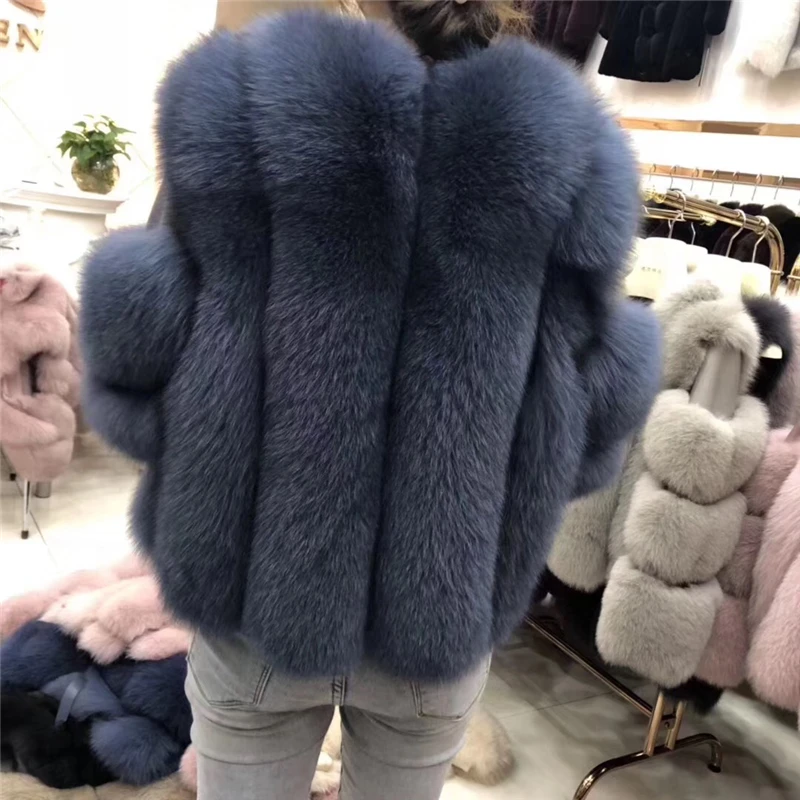 Женское теплое пальто из натурального Лисьего меха короткая тонкая зимняя куртка из натурального меха Новая модная верхняя одежда роскошное пальто из натурального Лисьего меха