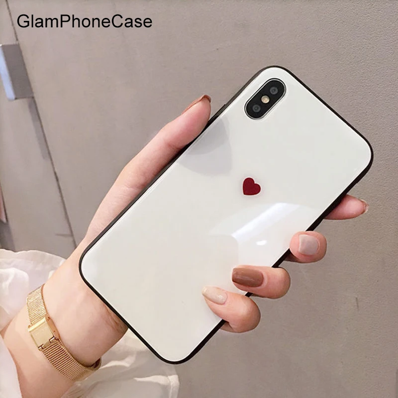 GlamPhoneCase Glass Heart Love Cell Phone Case for iphone 8 plus 7plus 7 Hard Back X 6 6S 6plus 6S+ Fashion |
