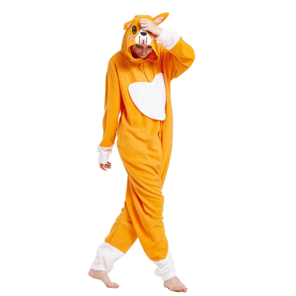 Полар флиса покинуть люблю собак для взрослых унисекс Костюм Kigurumi Пижама с