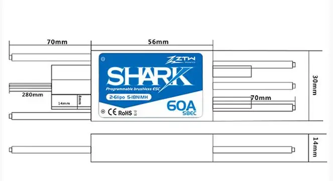 ZTW Shark 60A BEC Waterproof brushless ESC For Boat With Water-cooling System RC boat model | Игрушки и хобби