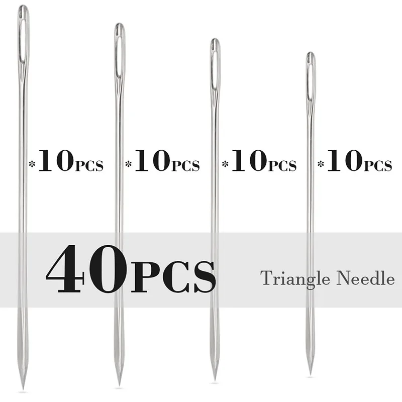 Triangle 40PCS Ручная работа, высокое качество, товары для дома, рукоделие, швейная кожа, игла, нержавеющая сталь, шпильки, ручная круглая призма, головка, тупой пинт - Цвет: Triangle 40PCS