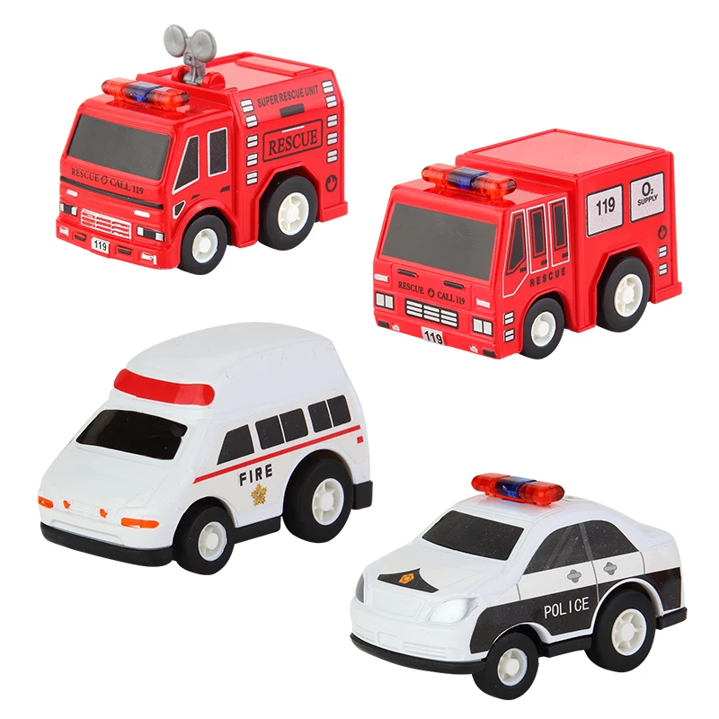 4 шт./компл. мини сплава автомобиль игрушки Потяните Diecast Brinquedo пожарная машина