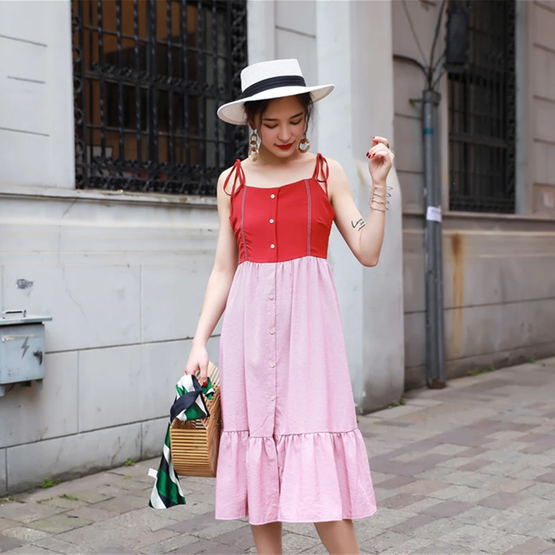 2018 женское новое летнее модное лоскутное Повседневное платье с оборками на