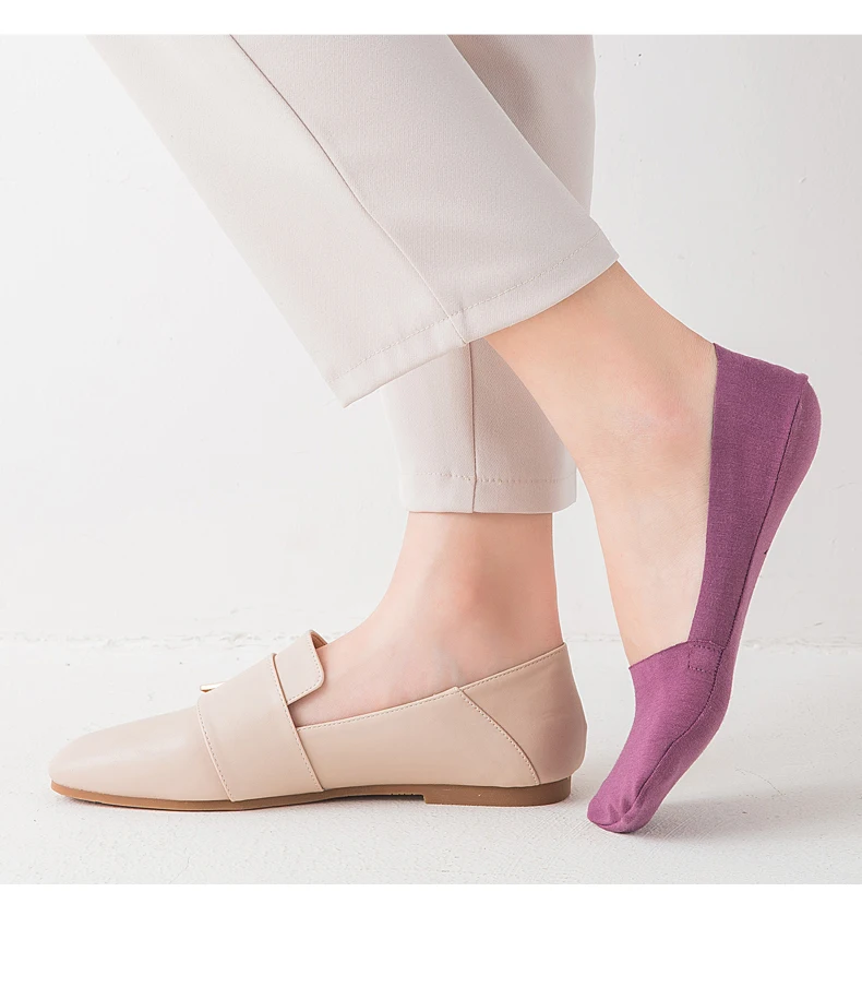 Короткие невидимые лодочки из хлопка и модала женские носки нескользящие носки с низким вырезом летние нескользящие носки с силикагелем, 5 пар