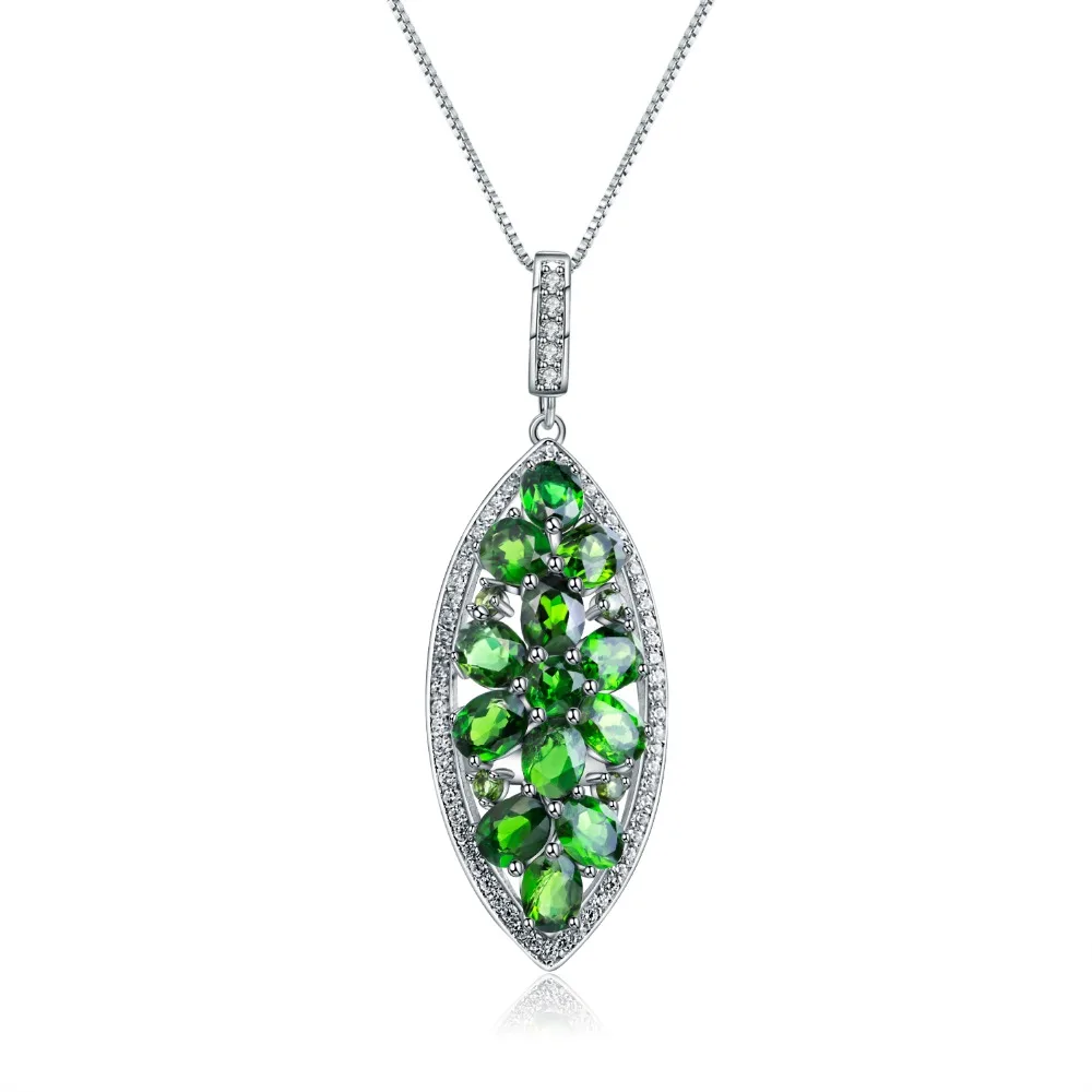 GEM'S BALLET 5.45Ct натуральный хром диопсид 925 пробы Серебряная маркиза кулон ожерелье для женщин обручение ювелирные украшения