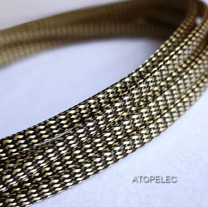 Black Gold 6 мм широкий плотный Плетеный ПЭТ расширяемый рукав оболочка для кабеля черный/серебристый/золотой/красный/оранжевый/желтый/зеленый/синий/белый/прозрачный - Цвет: Black Gold