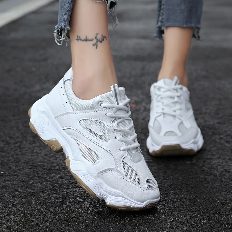 Women Chunky Sneakers 2019 Summer Fashion Platform Mesh Shoes Lace Up Vulcanize Womens Female Trainers Casual | Обувь