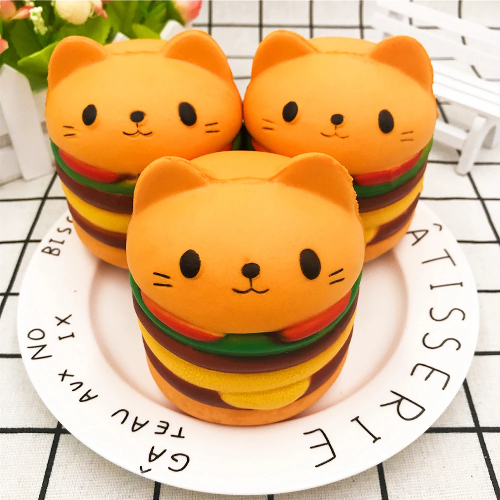 Kawaii Jumbo мягкие медленно поднимающиеся двойные смайлики мороженое сжимаются Ароматические антистрессовые игрушки для детей сжимающие гамбургер пончики