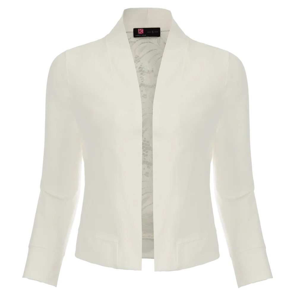 Винтажное болеро с кружевной спинкой для женщин офисный кардиган рукавом 3/4