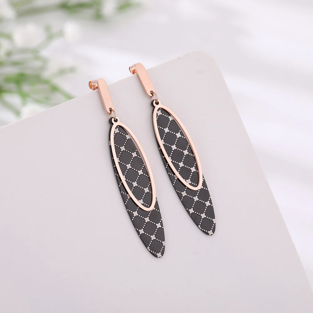 Женские Висячие серьги EUEAVAN длинные овальной формы с геометрическим рисунком 5