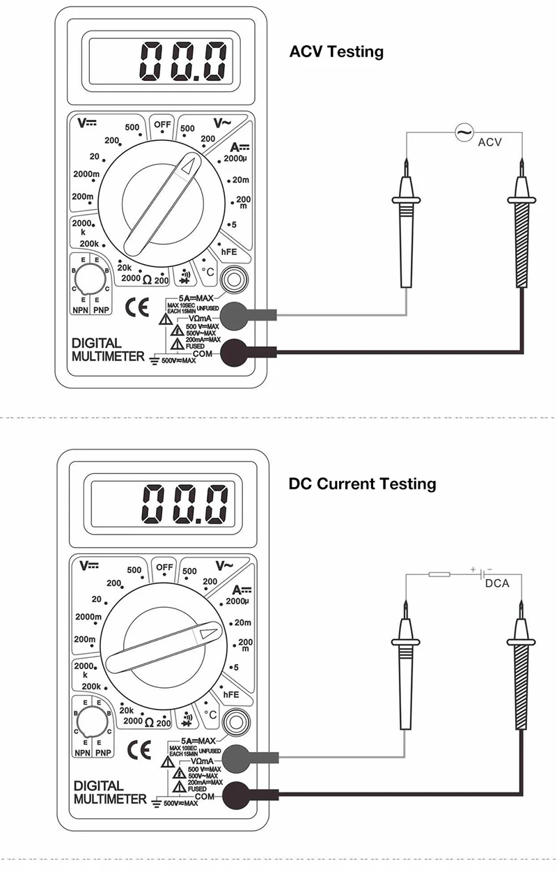DT838 ЖК-цифровой мультиметр AC DC Напряжение Ток диод сопротивление температура тестер