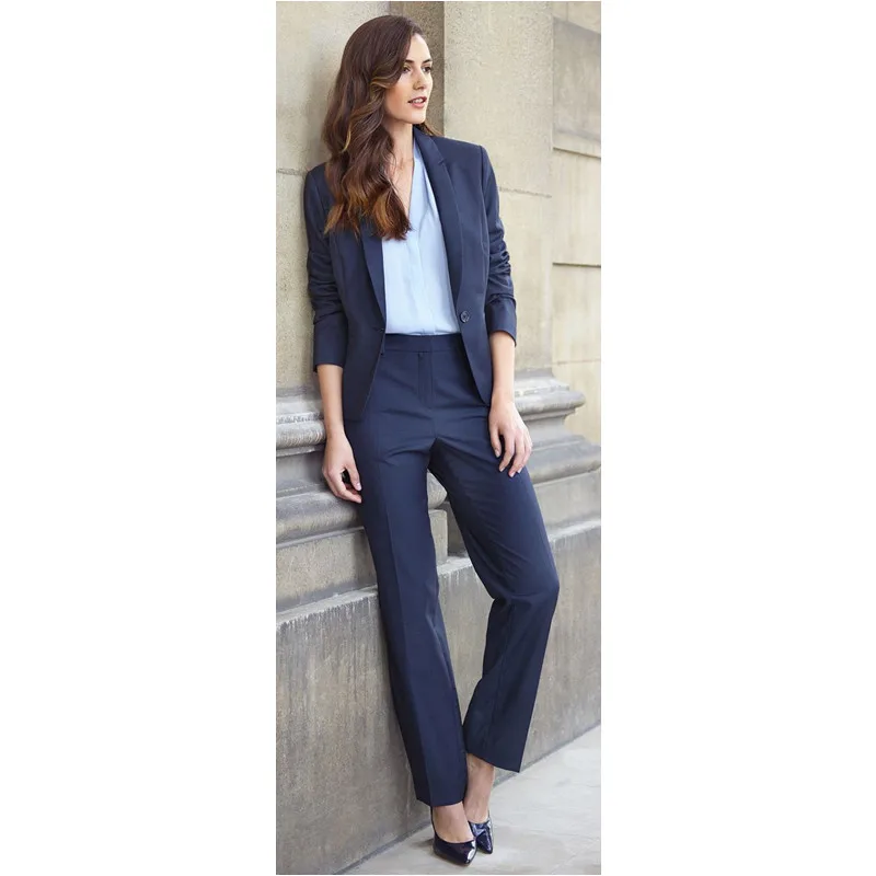 

Navy Blue Casual Women Business Outfit Suits Female Custom Made 2 Pieces Office Work Tuxedos Suits Terno Feminino Jacket Pants