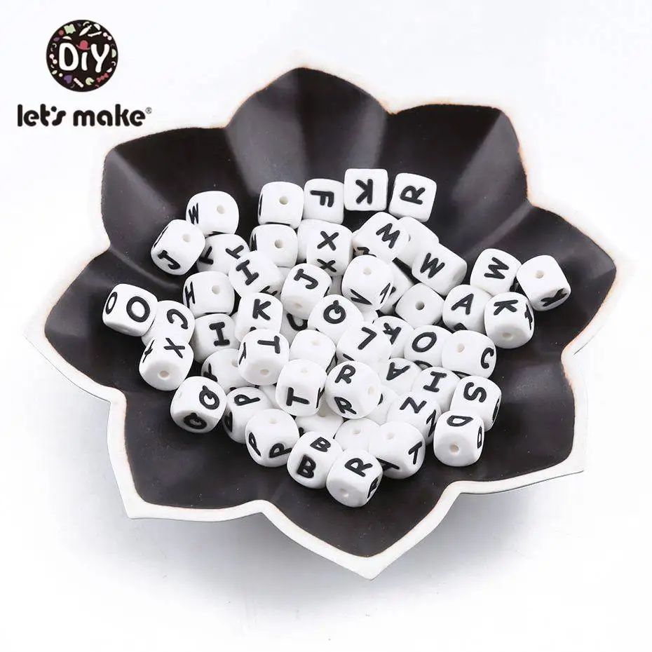 Давайте сделаем 500 шт. силиконовых букв 10 мм детские игрушки бисерные жевательные