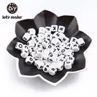 500 шт., Детские Силиконовые бусы-грызунки с алфавитом, 10 мм