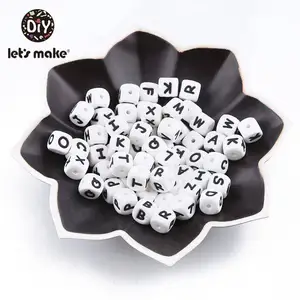 500 шт., Детские Силиконовые бусы-грызунки с алфавитом, 10 мм