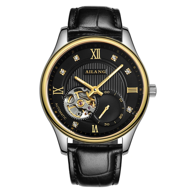 Роскошные часы Tourbillon для мужчин маленькие кожаные часов с 5 точками модные