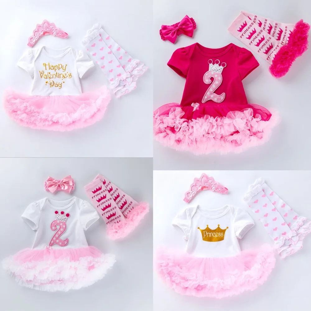 Комплект из 3 предметов розовое платье с короной для маленьких девочек вечерние