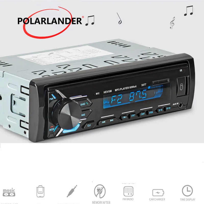Авторадио Автомобильный радиоприемник 12 В Bluetooth Автомобильная стереосистема In-dash 1 Din FM Aux Входной приемник SD USB / TF MP3 MMC WM