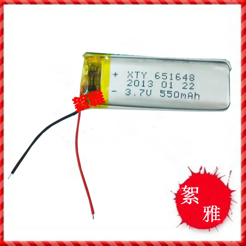 

3.7V polymer lithium battery 651648 550mah camera pen recorder Bluetooth battery Rechargeable Li-ion Cell