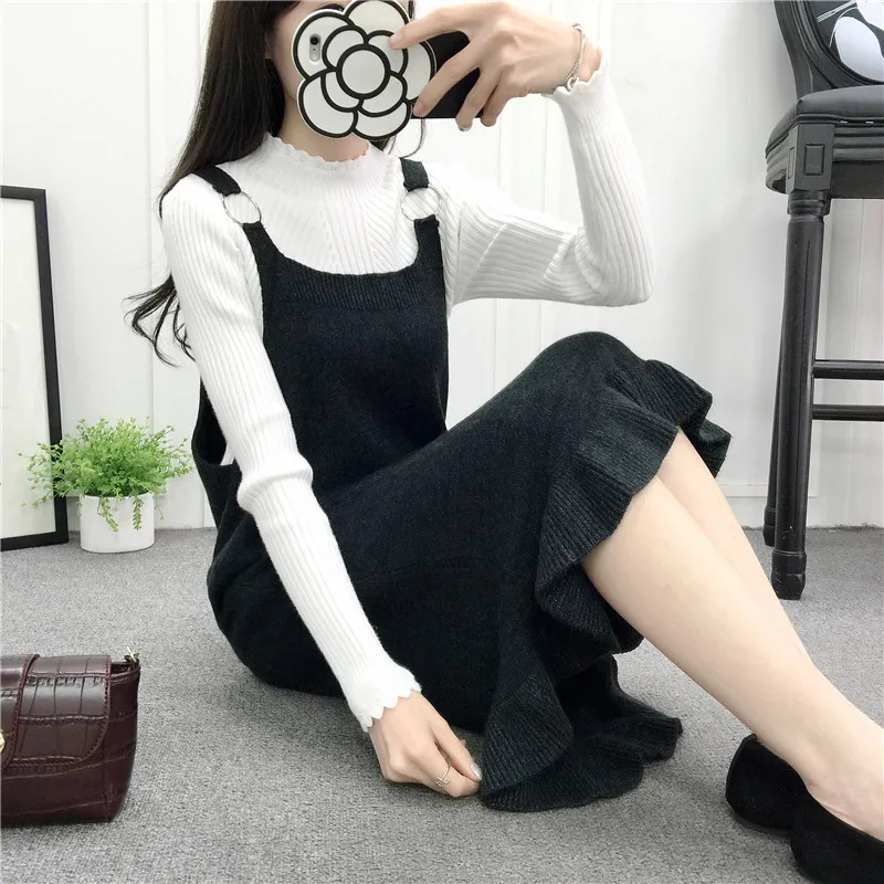 Женское трикотажное платье жилет длинное свитер в Корейском стиле|dress sweater|fashion