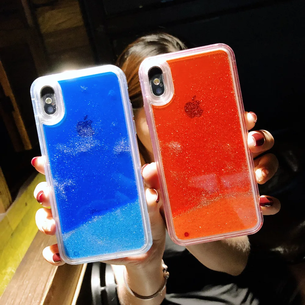 Fashion Bling Liquid Quicksand Cases For IPhone 6 6S Plus Case Luminous Back Cover Iphone 7 Coque X 8 |