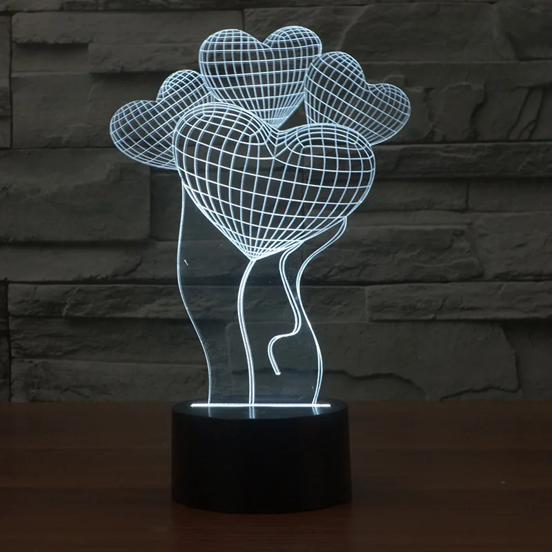 

Imported 3d Light Acrylic Touch Gift Table 3d Lamp Valentine's Day Colorful Ambient Nightlight Lovely cartoon children's toys