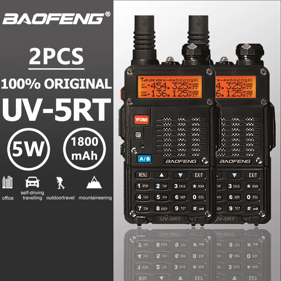 2 шт Baofeng UV-5RT Walkie Talke радио Comunicador UV 5RT CB радио сканер Расширенный Baofeng UV-5R Walky Talky Профессиональный UV5R