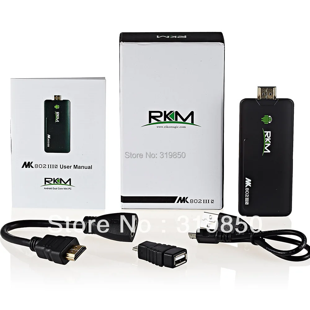 RKM MK802 IIIS Bluetooth Mini PC Dual Core Android 4.4.2 STB коробка Оперативная память 1 ГБ Встроенная 8
