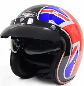 NO 1 Мотоцикл Jiekai шлем 3/4 с открытым лицом Винтаж Casco мото гидроцикл велосипедный шлем Ретро точка одобренный шлем мотоциклами, K-510 - Цвет: NO 1