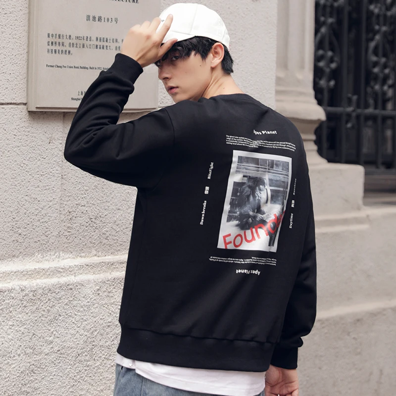 

2019 New Autumn Japan Style Fashion Embroidery Men's Sweatshirts Casual Printed Pattern Male Pullover Outerwear Streetwear Loose