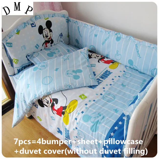 

6/7pcs Cartoon Baby bed around protetor de berco Crib Bed Linen For baby bedding set 100% cotton cot bedding ,120*60/120*70cm