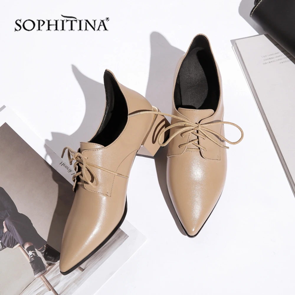 SOPHITINA/Повседневные туфли лодочки с острым носком высококачественные из