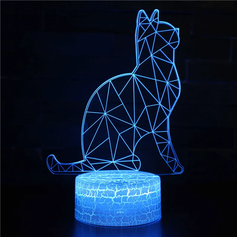 cat B Французский бульдог кошка сова LED 3D визуальную иллюзию ночник Творческий Украшение стола USB свет декоративные Новинка лампы Дети подарок - Испускаемый цвет: cat B
