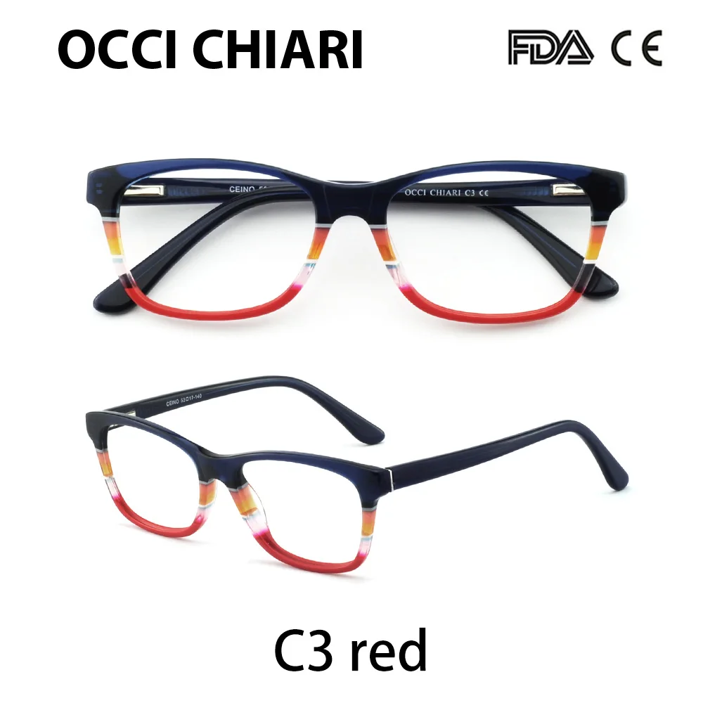 C3 red OCCI CHIARI, оптические оправы для очков, женские оптические оправы для очков, ацетатные очки, полная оправа, модные очки для женщин, CEINO - Цвет оправы: C3 red