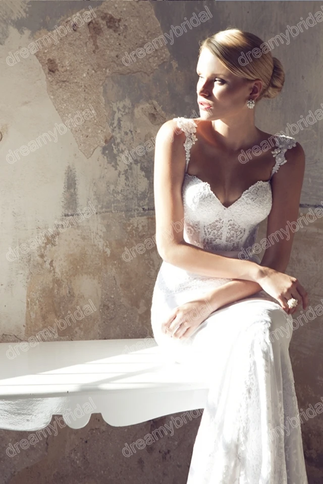 Sexy sweetheart Vintage Mermaid lace wedding dresses Spaghetti straps bridal gowns 2013 Custom made RD1302 | Свадьбы и торжества