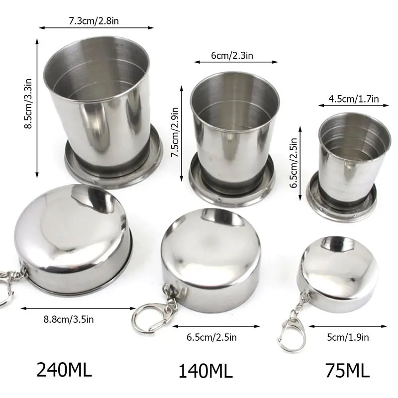 Портативная Складная разборная чашка из нержавеющей стали для путешествий и