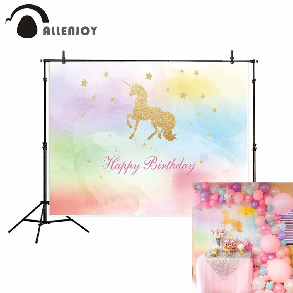 Allenjoy Единорог фотография Золотая звезда День рождения красочный ребенок