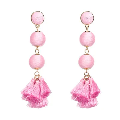 50552-LP JURAN,, модные ювелирные сережки с кисточками Boho, женские,, новые, Pom, этнические, ручной работы, серьги-капли, массивные, Brincos - Окраска металла: 50552-LP